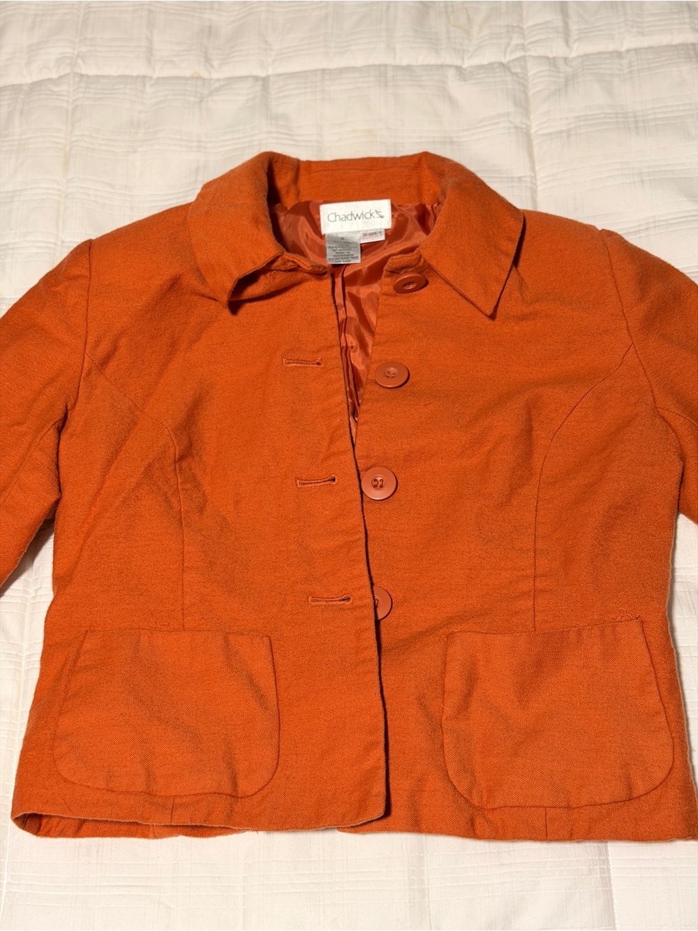 Chadwicks Bright Orange Wool-Blend Button Jacket